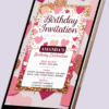 Heart Confetti and Glitter Birthday Invitation Card for Girls age 8 to 31 Design 5 - Image 2