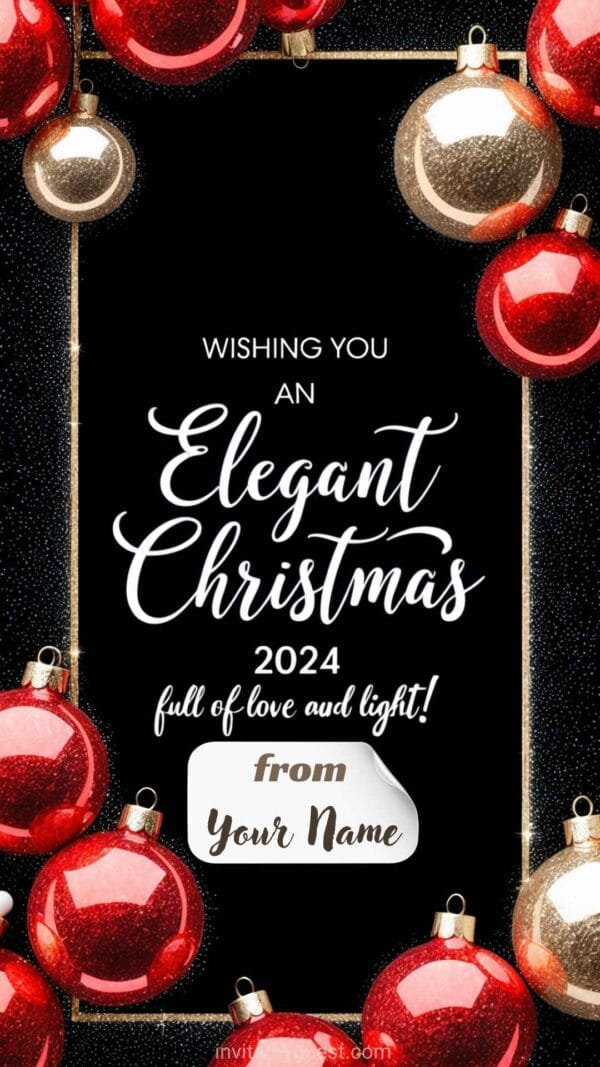 Elegant Christmas Ornaments Personalized Merry Christmas 2024 Greeting Card Template