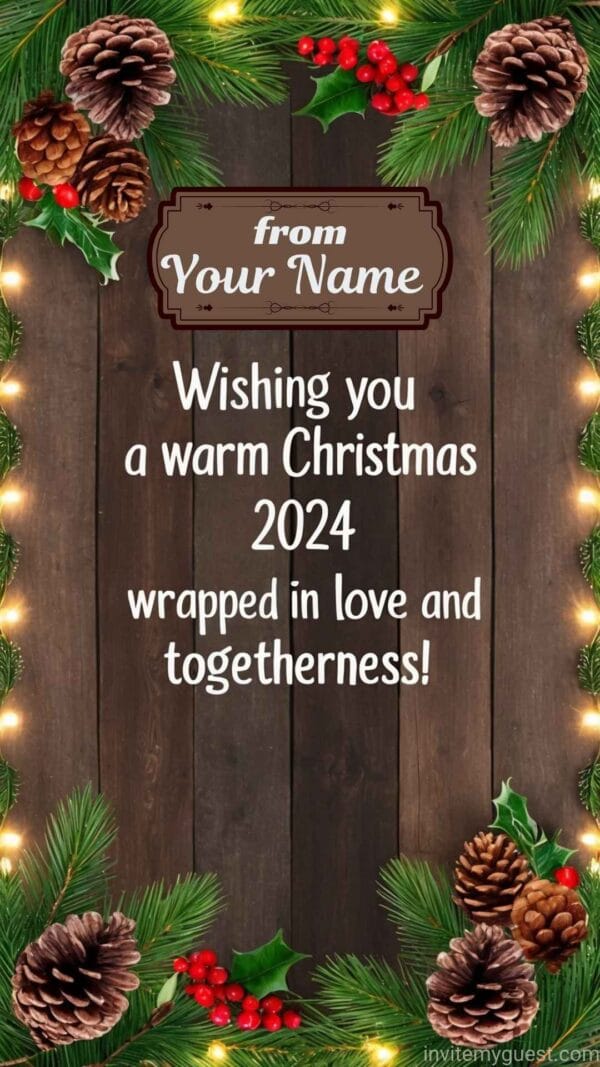 Festive Pine and Berry Christmas 2024 Greeting Card Canva Template