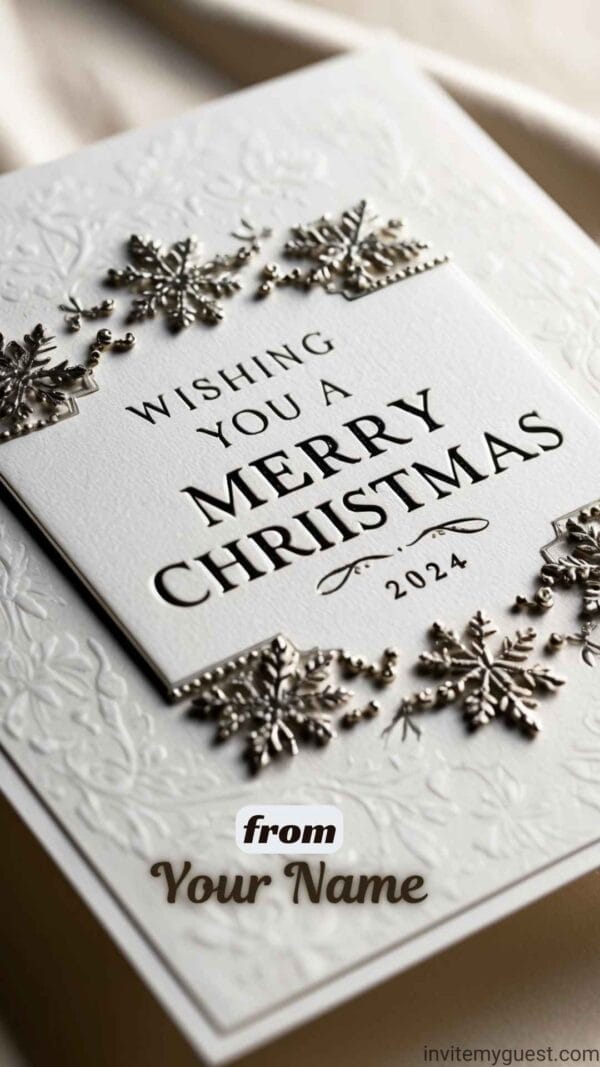 Elegant Silver Card Personalized Merry Christmas 2024 Greeting Card Template