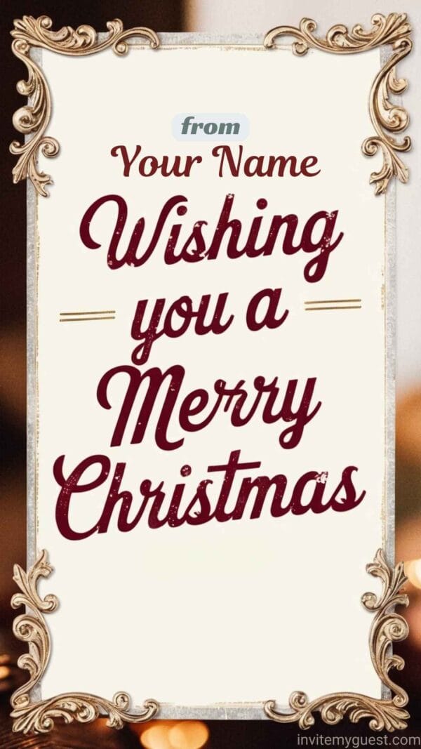 Ornate Border Christmas Greeting Card Template - Merry Christmas 2024