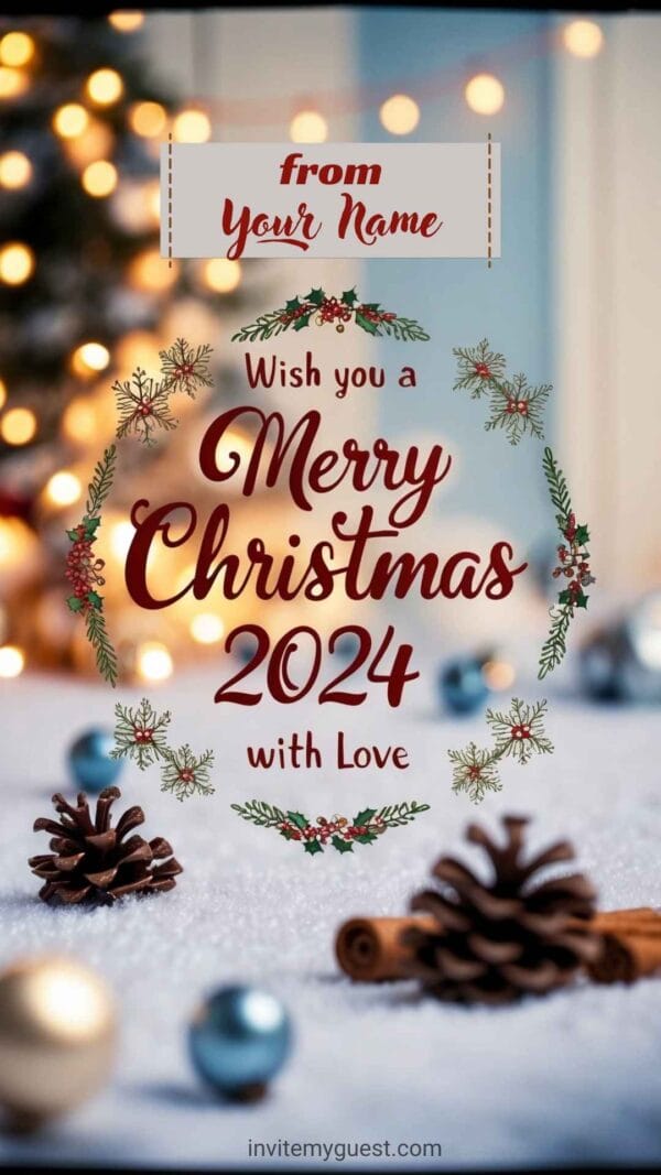 Merry Christmas 2024 Greeting Card Template - Rustic Warm Glow Design