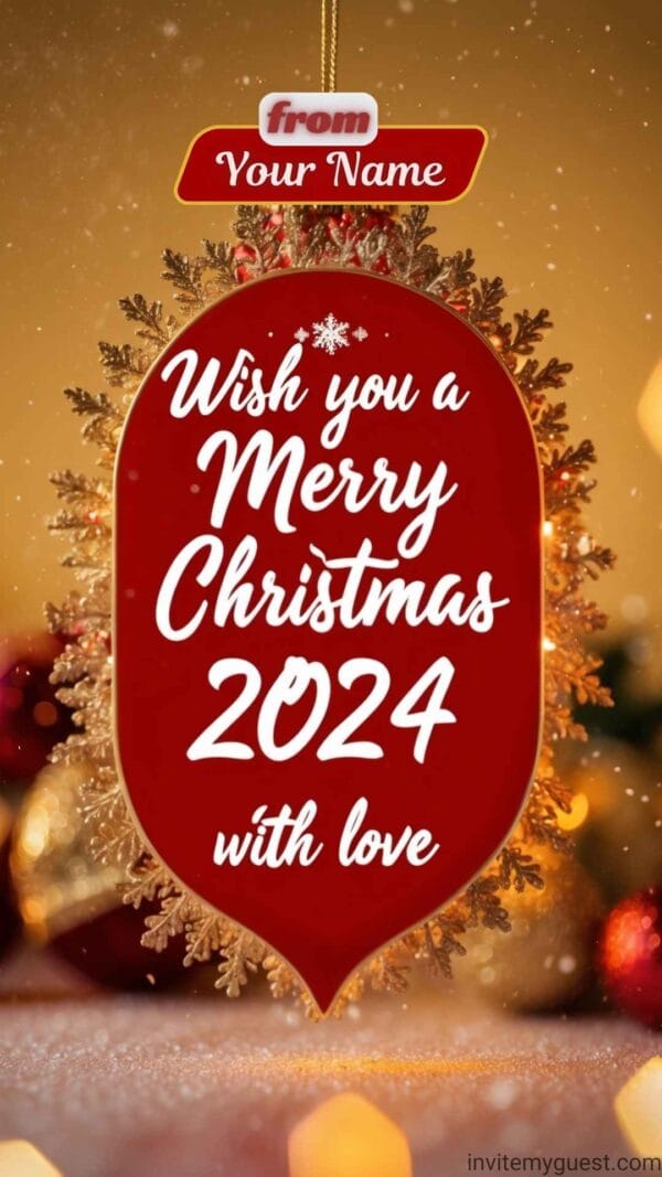 Personalized Merry Christmas 2024 Greeting Card Template - Festive Ornament Design