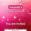 Elegant Pink Glitter Polka Dot Birthday Invitation Canva Template – Customizable Digital Card Design