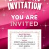 Elegant Pink Polka Dot Birthday Invitation Card with Sparkles  – Customizable Canva Template