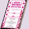 Bright Pink Polka Dot Birthday Invitation Card with Elegant Bows – Customizable Canva Template - Image 2