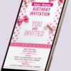 Pink Polka Dot Digital Birthday Invitation Card with Elegant Bows – Customizable Canva Template - Image 2