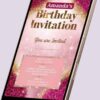 Dark Polka Dot Sparkles Birthday Invitation Card with Rosy Pink – Customizable Canva Template - Image 2