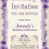 Lavender and Lace Birthday Invitation Card for Girls age 8 to 31 Design 21