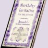 Lavender and Lace Birthday Invitation Card for Girls age 8 to 31 Design 21 - Image 2