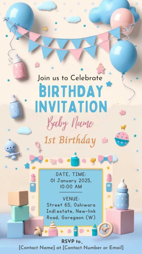 Twinkle Little Star: Baby Birthday Digital Invitation