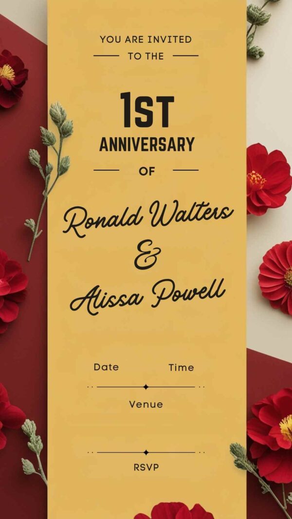 Radiant Love: Anniversary Invitation - Customizable Digital Design