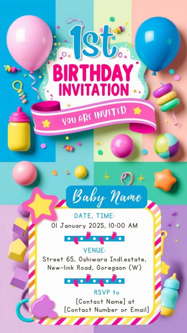 Baby Bear Bash: Birthday Invitation Template