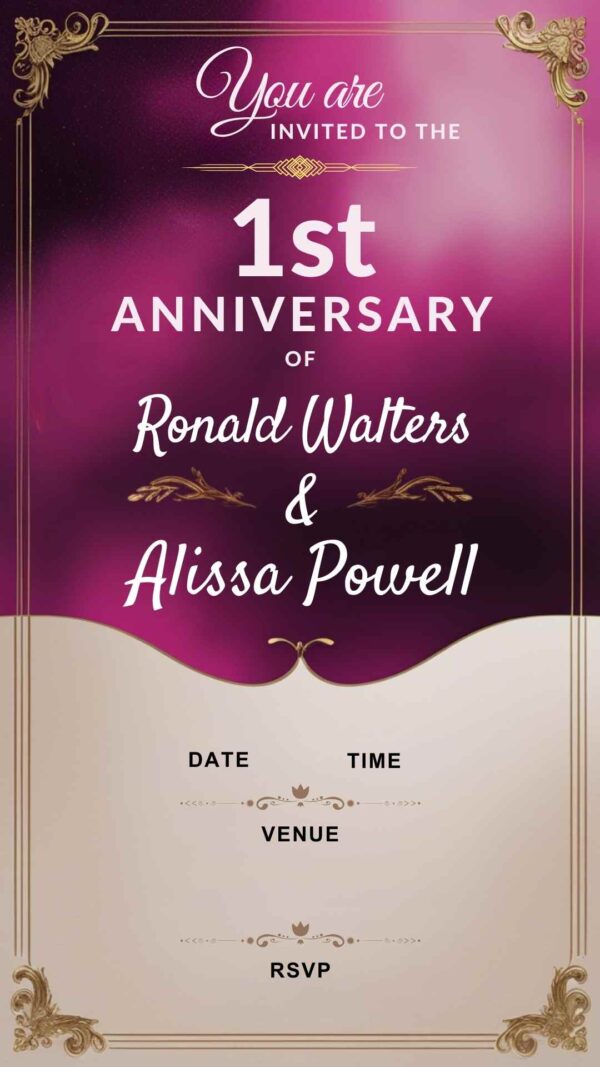 Golden Glow: Anniversary Invitation - Customizable Digital Design