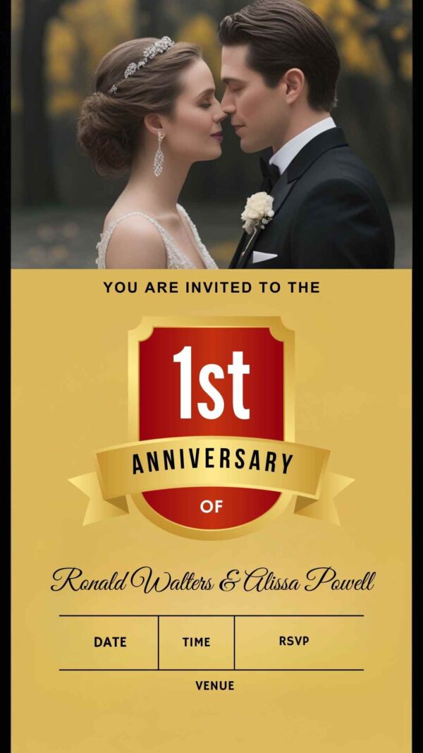 Golden Glow: Anniversary Invitation - Customizable Digital Design