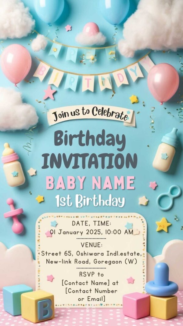 One-derful Celebration: Baby Birthday Invite