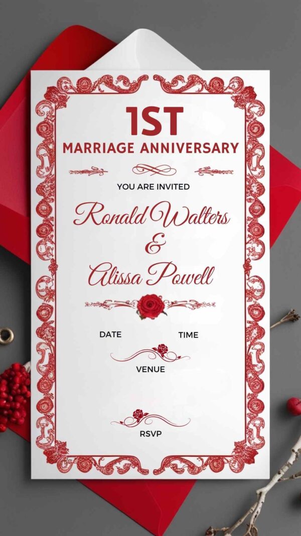 Memories in Bloom: Anniversary Invitation - Customizable Digital Design