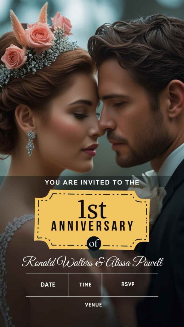 Golden Glow: Anniversary Invitation - Customizable Digital Design