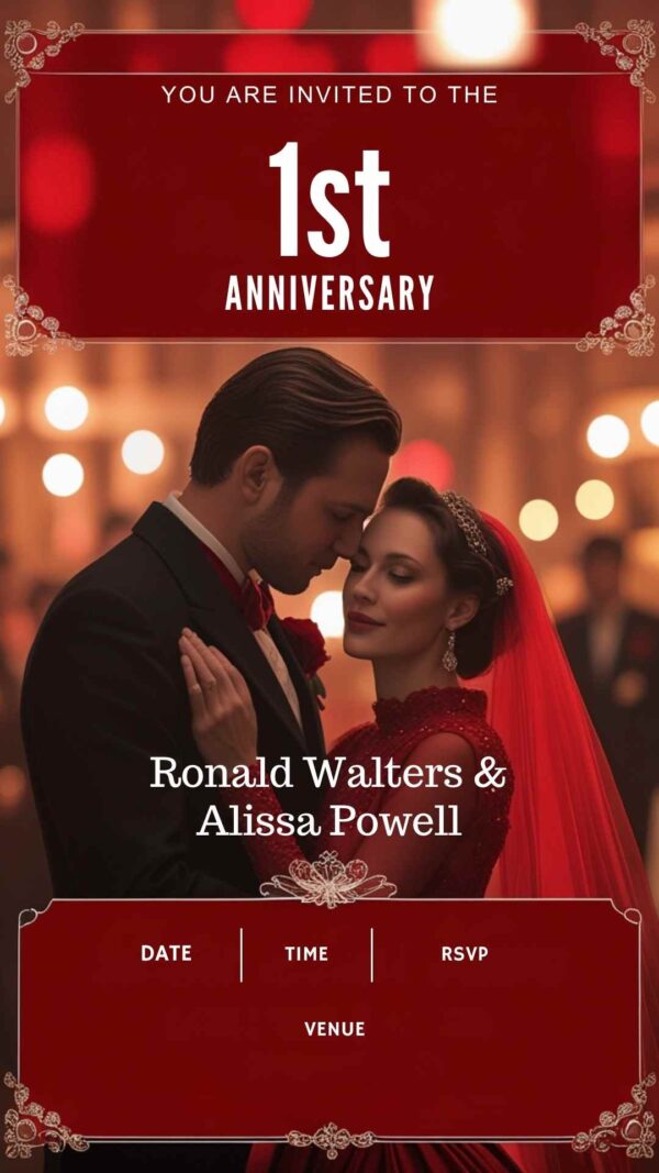 Romantic Reflections: Anniversary Invitation - Customizable Digital Design