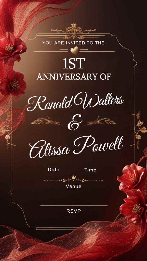 Golden Love: Anniversary Party Invitation - Customizable Digital Design