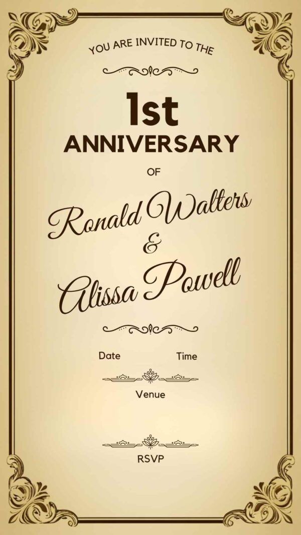 Timeless Together: Anniversary Invitation - Customizable Digital Design