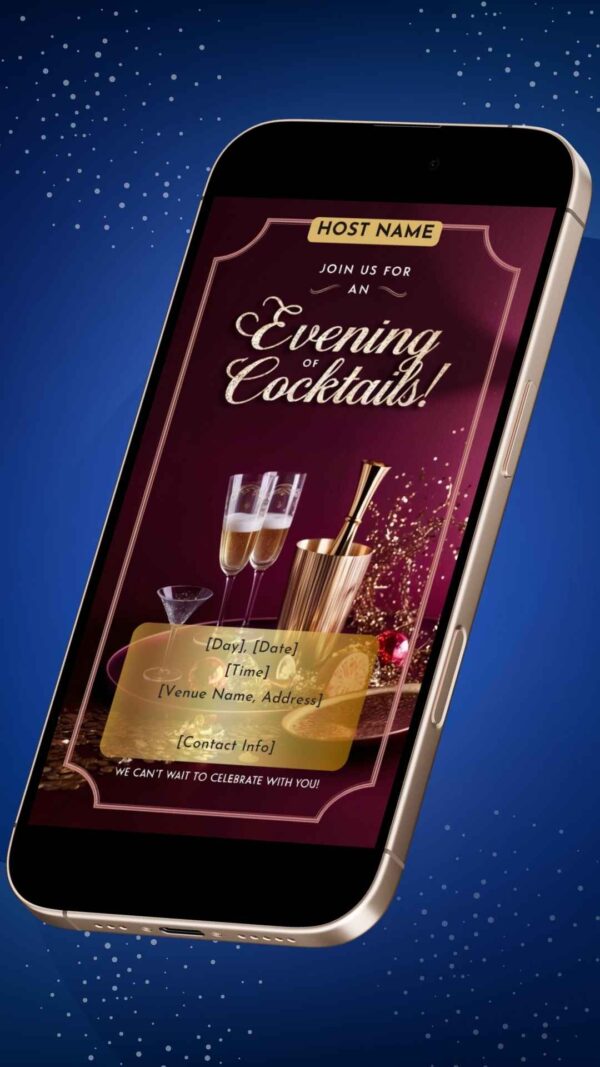 Elegant Burgundy and Gold Cocktail Party Invitation Template - Editable Canva Design - Image 2