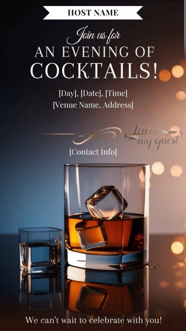 Classic Whiskey-Themed Cocktail Party Invitation Template - Customizable Canva Design