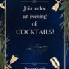 Rustic Navy and Gold Cocktail Party Invitation Template - Editable Canva Design