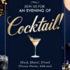 Festive Red and Gold Cocktail Party Invitation Template - Customizable Canva Design