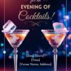 Vibrant Cocktail Glass Invitation Template with Retro Vibes - Customizable Canva Design