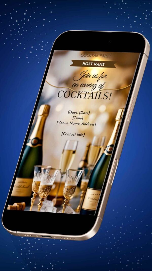 Champagne-Themed Cocktail Party Invitation Template - Editable Canva Design - Image 2