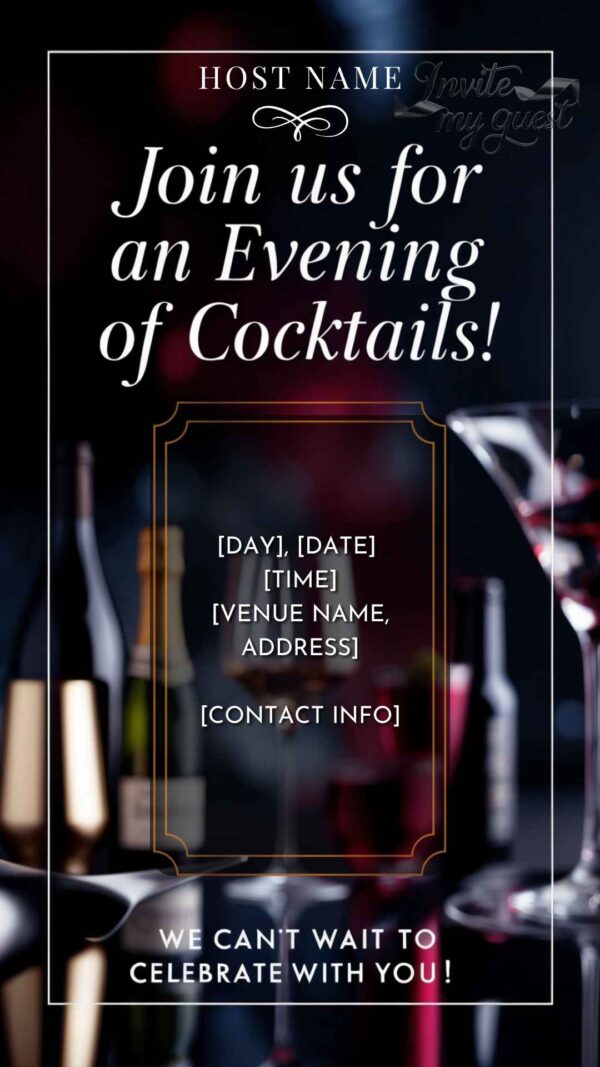 Modern Wine and Cocktail Evening Invitation Template - Customizable Canva Design