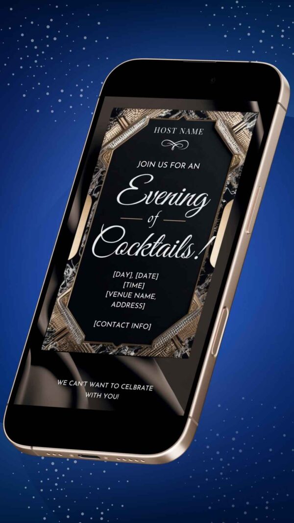 Art Deco Elegance Cocktail Party Invitation Template - Customizable Canva Design - Image 2