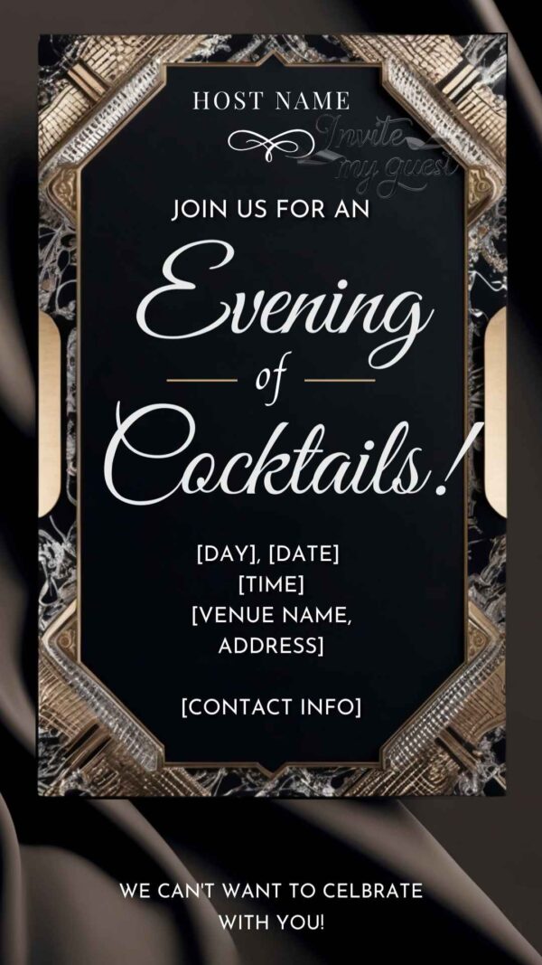 Art Deco Elegance Cocktail Party Invitation Template - Customizable Canva Design