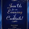 Navy Blue and Gold Glitter Cocktail Party Invitation Template - Customizable Canva Design