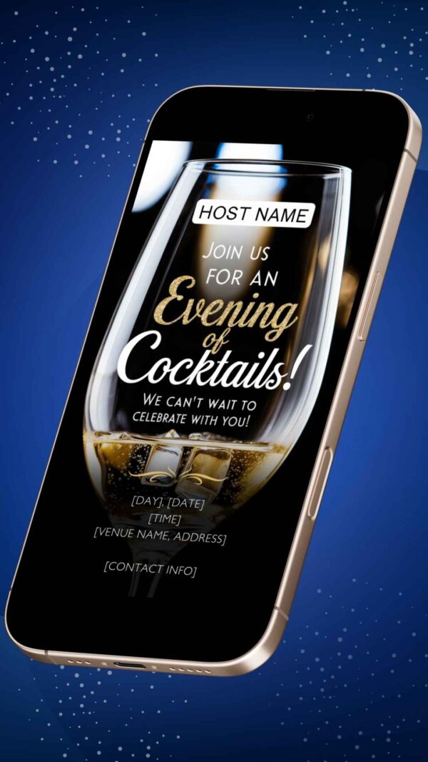 Elegant Champagne Cocktail Party Invitation Template - Customizable Canva Design - Image 2