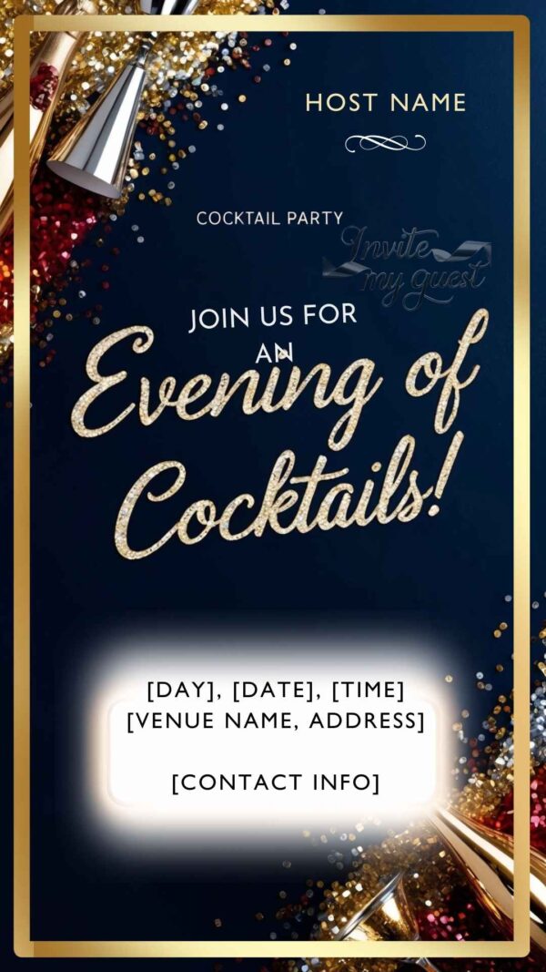 Elegant Cocktail Party Invitation Template - Customizable Canva Design