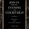 Elegant Black and Gold Cocktail Party Invitation Template - Customizable Canva Design