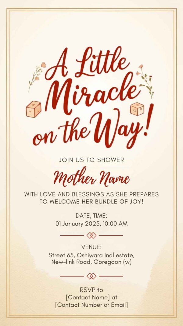 Blossoming Baby Joy: Baby Shower Invitation – Customizable Digital Design