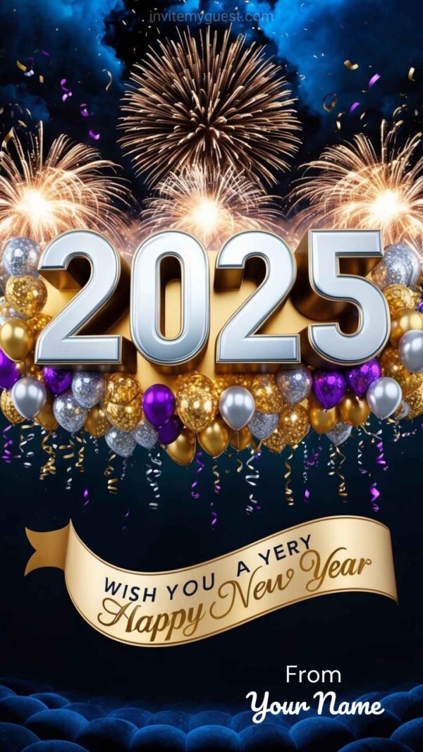 Festive 2025 New Year Greeting Card Canva Template