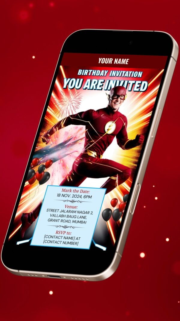 A Speed Force Surprise: The Flash Birthday Party Invitation - Customizable Digital Design - Image 2