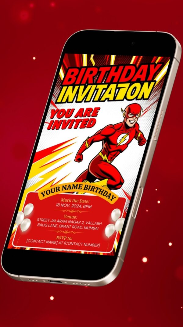 A Whirlwind of Fun: The Flash Birthday Party Invitation - Customizable Digital Design - Image 2