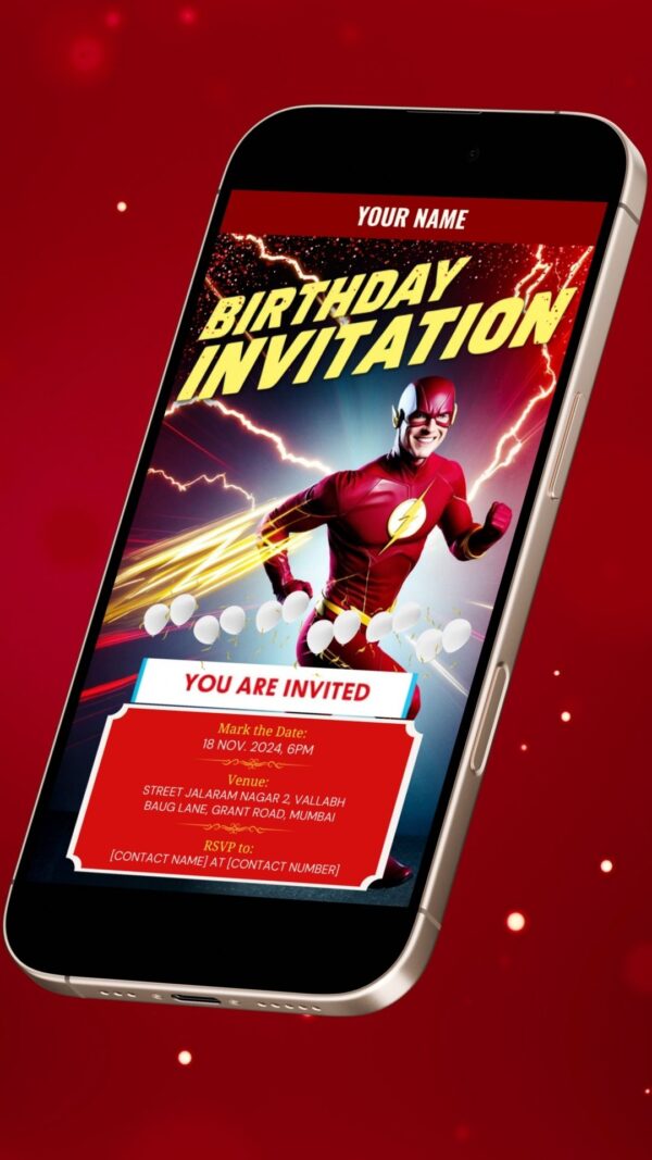 A Flash of Inspiration: The Flash Birthday Party Invitation - Customizable Digital Design - Image 2