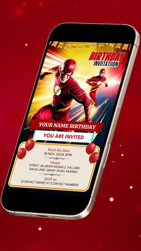 A Flash of Inspiration: The Flash Birthday Party Invitation - Customizable Digital Design - Image 2