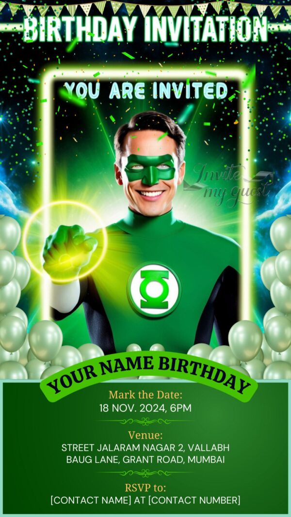 Green Lantern and the Green Lantern Corps - Customizable Digital Invitation