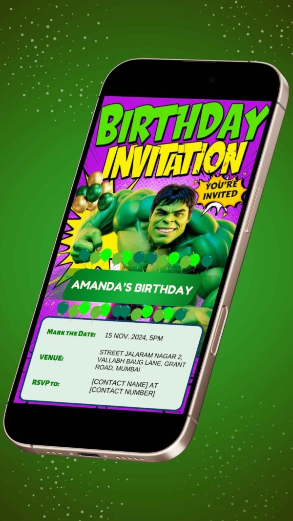 Hulk Smash! – Editable Hulk Birthday Invitation - Image 2