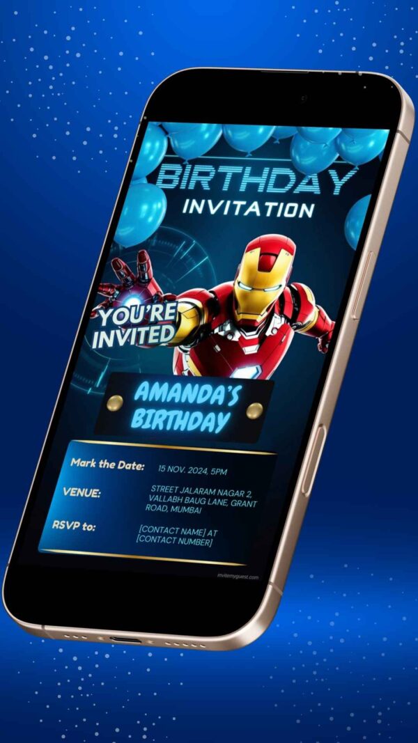 Iron Man’s Suit Up: The Iron Man Birthday Party Invitation – Customizable Digital Design - Image 2