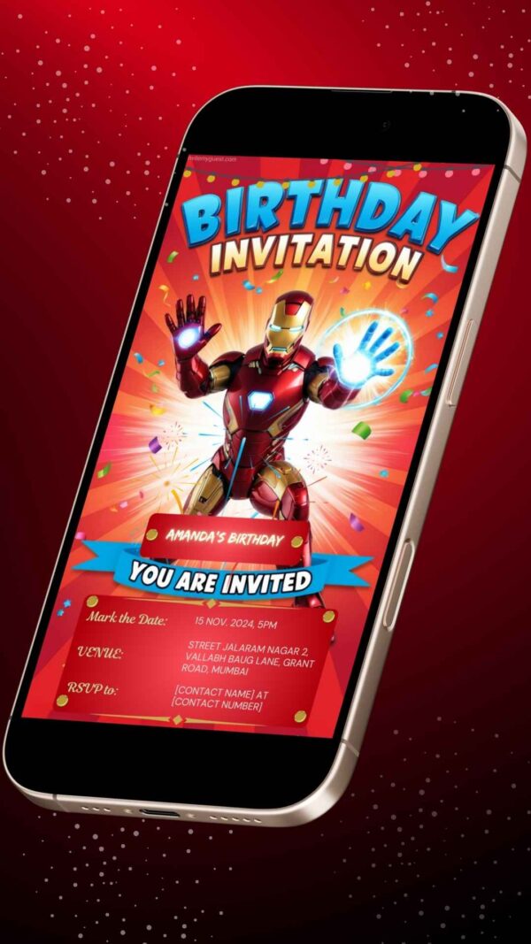 Iron Man’s Supercharged Invitation: The Iron Man Birthday Party Invitation – Customizable Digital Design - Image 2