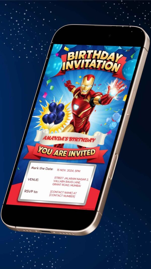 Iron Man’s Super-Tech Party: The Iron Man Birthday Party Invitation – Customizable Digital Design - Image 2