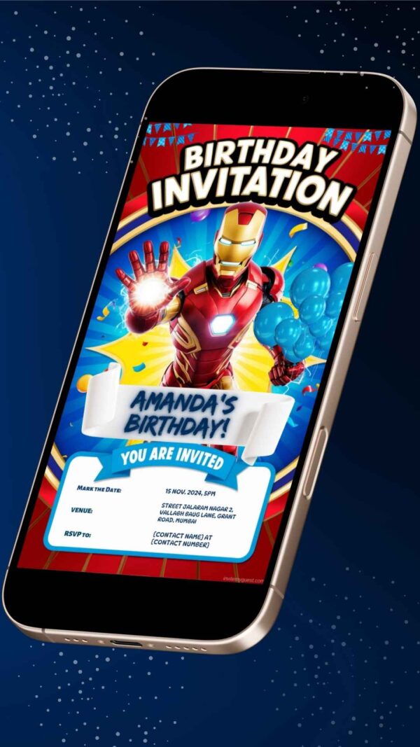 Iron Man’s Stark Industries: The Iron Man Birthday Party Invitation – Customizable Digital Design - Image 2